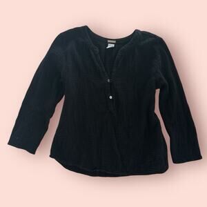 Magaschoni Black Blouse 100% organic cotton gauze Size Small Top Tunic Lagenlook